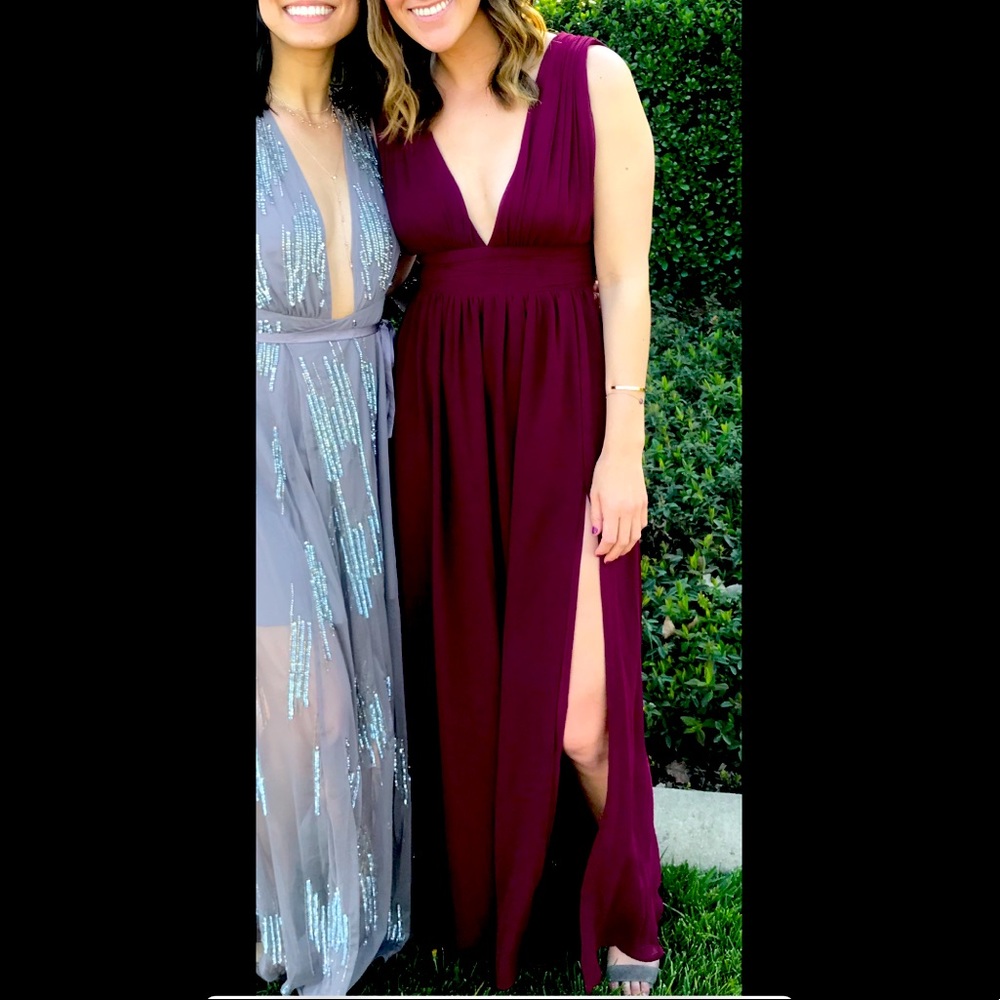 Lulus heavenly hues burgundy maxi dress